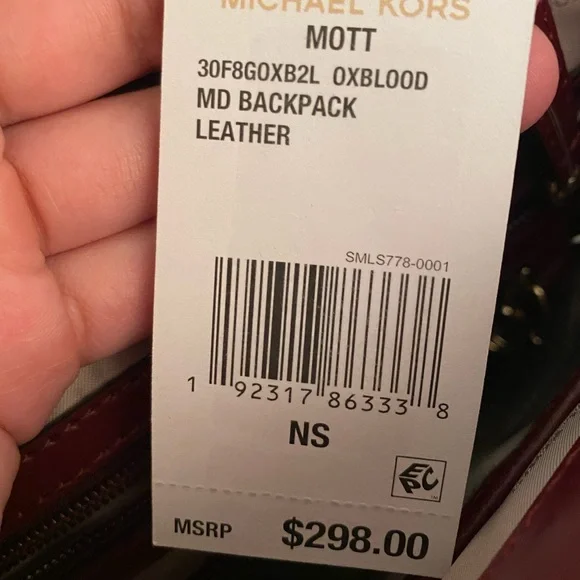 michael kors MOTT chain leather backpack burgundy